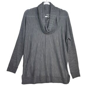 Kenar Womens Gray 100%‎ Extrafine Merino Wool Cowl Neck Pullover Sweater Large